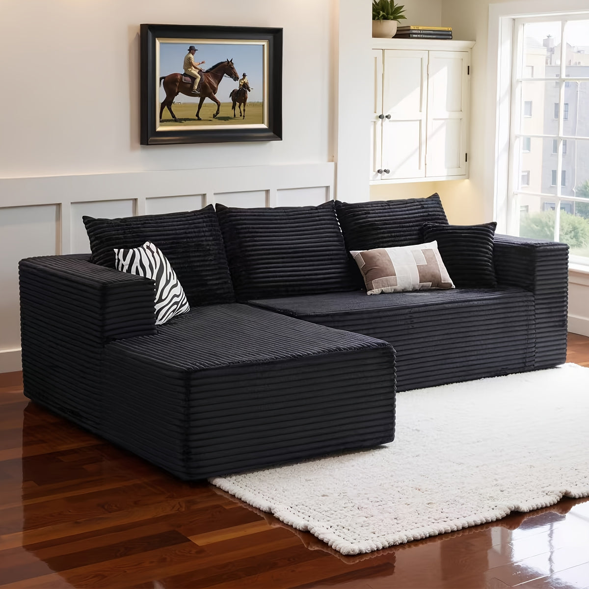 108" Cloud Sectional Couch with L-Shape Chaise, Modern Modular Sofa with Deep Seat, Upholstered Couches for Living Room Bedroom, No Assembly Required
