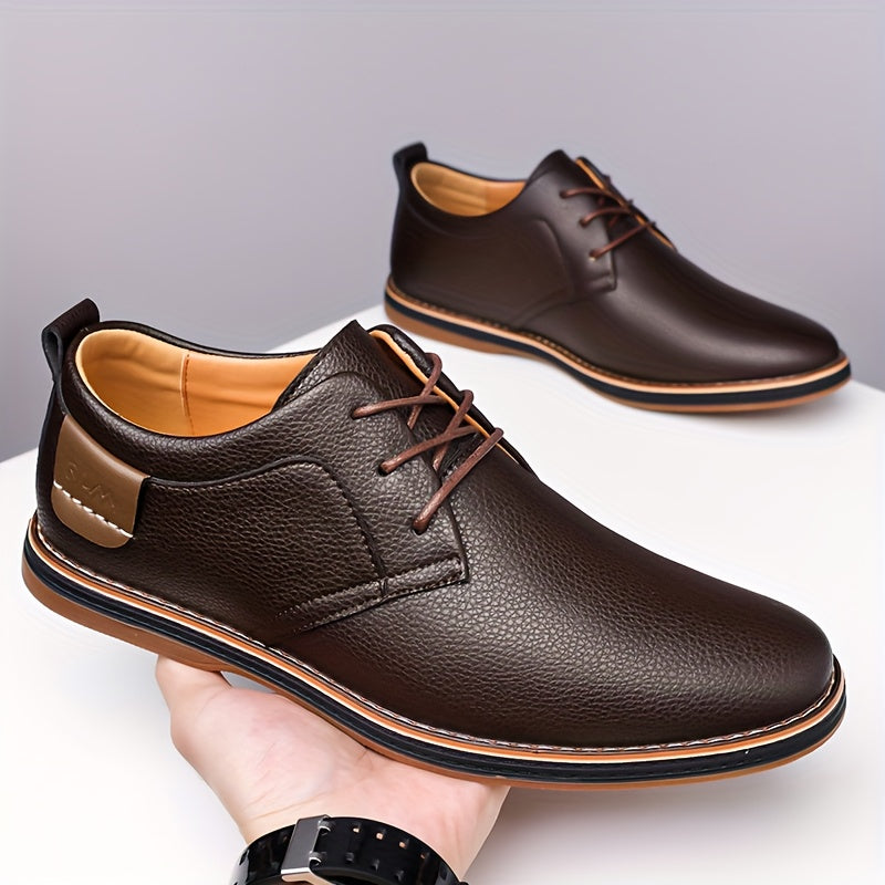 Men'S Low-Top Lace-Up Formal Shoes in British Style, Suitable for Weddings And Casual Parties