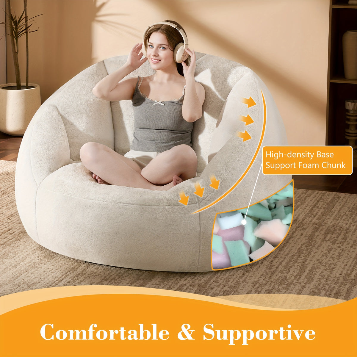 LIVING&GIVING Giant Bean Bag Chair for Adults - Oversized Plush Boneless Beanbag Couch with Memory Foam Filling, Floor Sofa Chair Suitable for Bedroom, Living Room & Game Room - - Lounge Chair, No Assembly Required