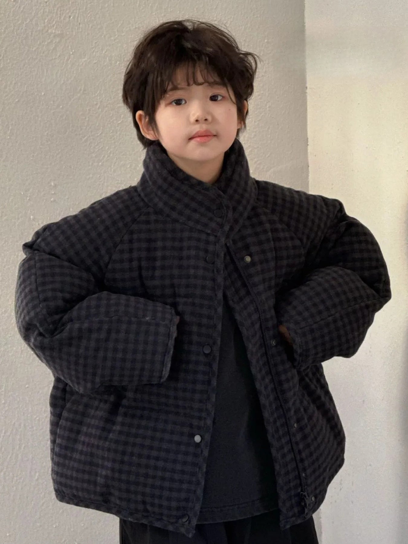 ' Korean-Style Winter Jacket Thick Warm & Coat with Collar & Padded - Soft Outer & Cotton Lining for School, Play, Outdoor - Unisex Cold-Weather Outerwear (Hand Washable)