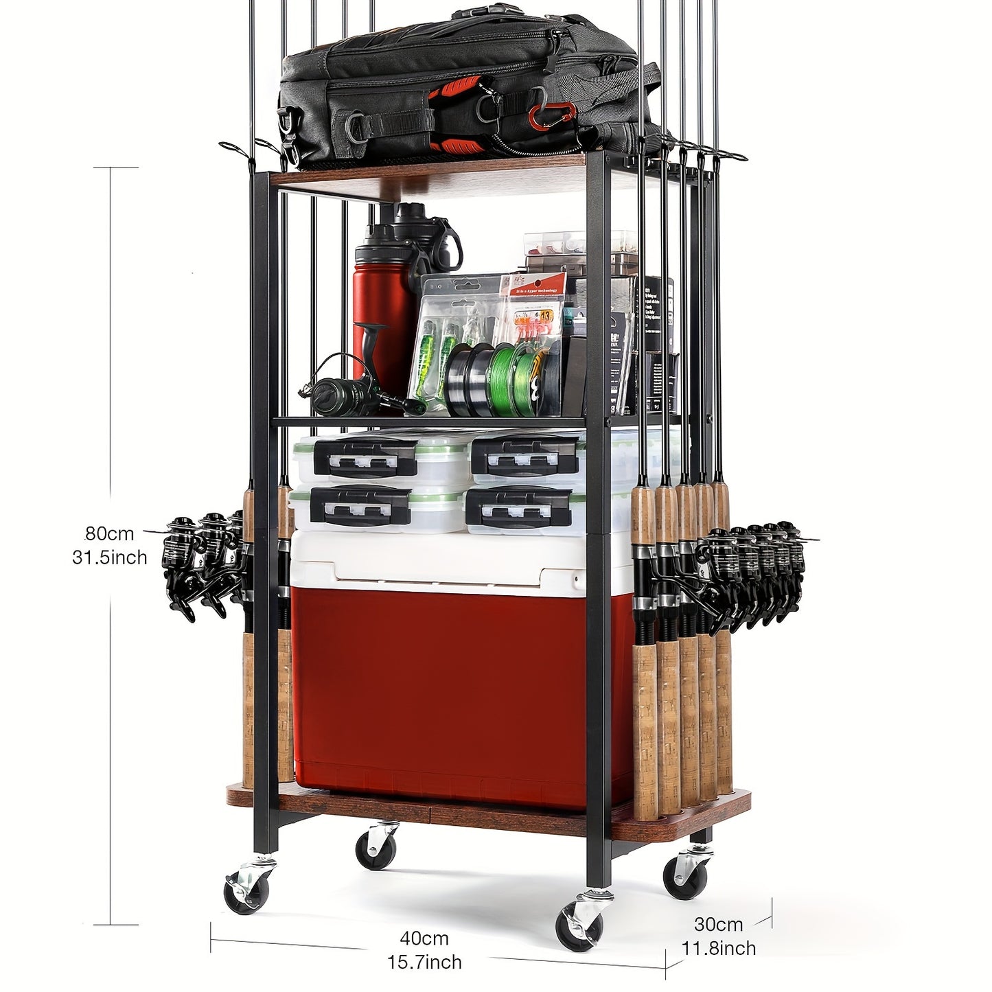 Ghosthorn Fishing Rod Holders For Garage, Fishing Gear And Equipment Rotating Tackle Storage Cart, Pole Rod Rack Hold Up To 10 Rods, Fishing Rod Holders For MenChristmas Gifts, Stocking Stuffers, Christmas Gifts, Gift For Fat