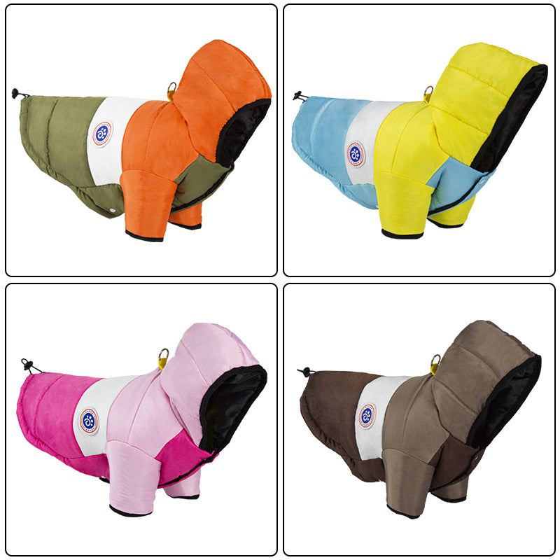 Thickened warm dog clothes, windproof pet clothing for small and medium-sized dogs in autumn and winter, dog winter ski vest jacket- cold-proof coat, easy to put on and take off design, suitable for skiing, snowboarding and o