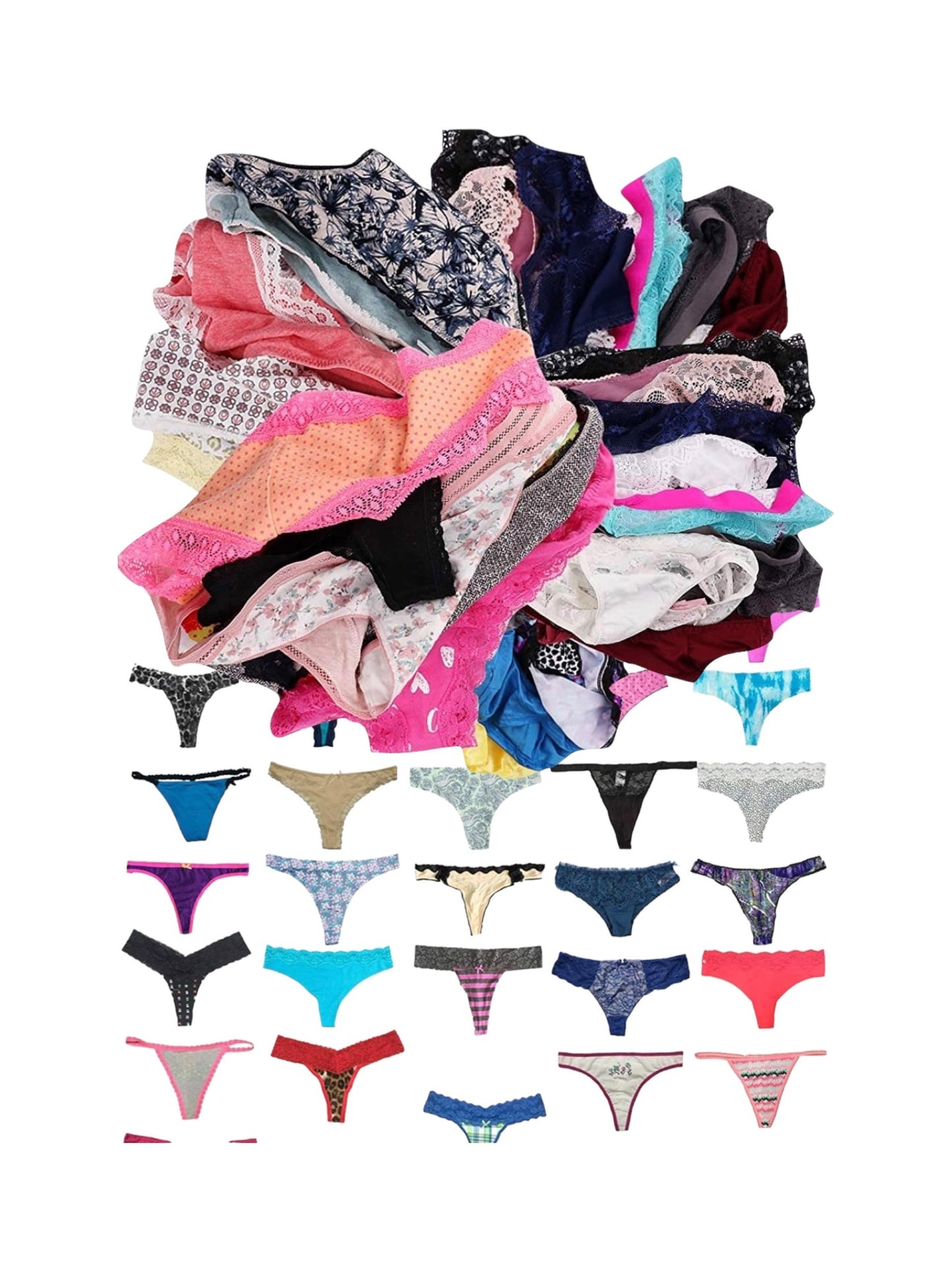 Women's Pack of 6 Random Assorted Print Panties - Thongs
