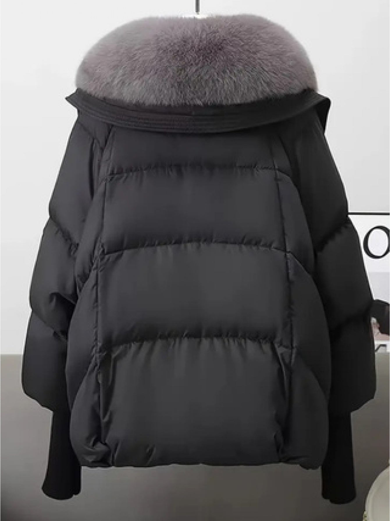 Women's Elegant Faux Fur Hooded Jacket with Thickened Fleece Lining - Windproof Winter Coat, Full-Zip Insulated Outerwear, Slim-Fit Warm Jacket with Pockets for Casual & Formal (White/Light Grey) - Cozy Fall & Winter Jacket