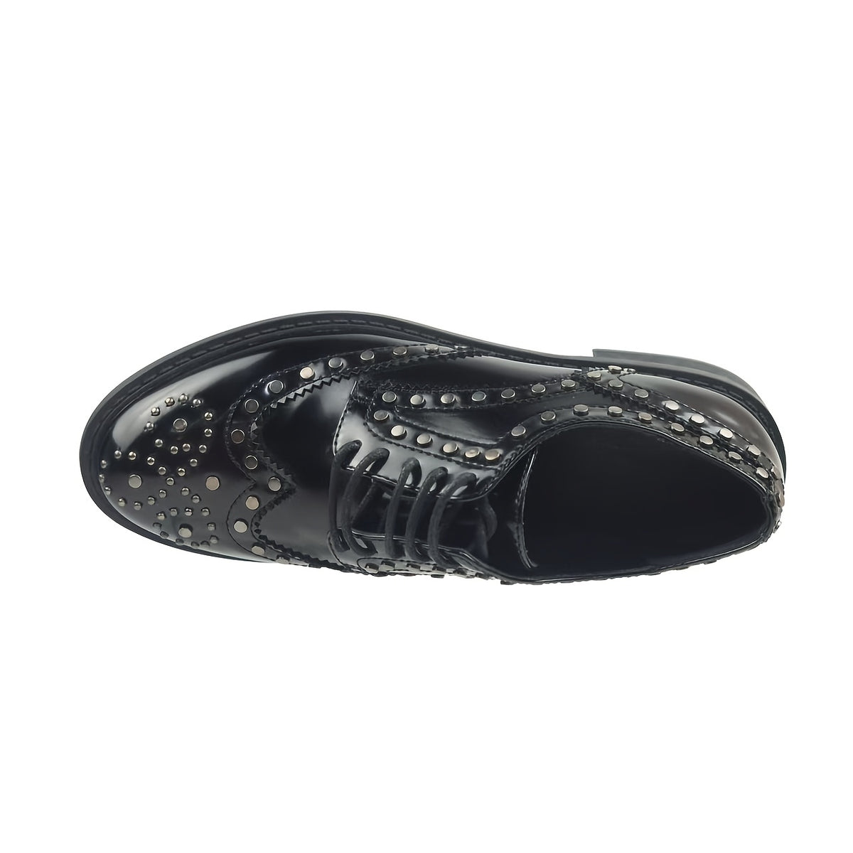 TM EYES Women's Gothic-Style Faux Cover Slip-On Loafers - Comfortable Low Heel Pointed Toe Moccasins with Rivet Accent, Black PU Shoes with TPR Sole for Casual & Formal Events, All-Season Versatile Casual Attire, Faux Cover U