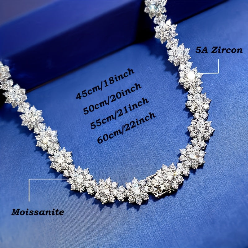 1pc Exquisite 4 carat Moissanite Sunflower Necklace S925 Sterling Silver - exquisite Bohemian design, gift for mom, her, birthday, wedding, anniversary, engagement, graduation - white, elegant, timeless