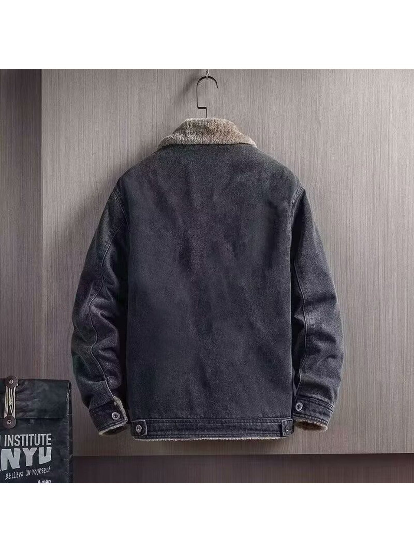 Men's Winter Heavy-Denim Jacket with Lapel Collar & Windproof Pockets - Thickened, Retro - Denim Coat for Cold Weather, Machine Washable Outerwear