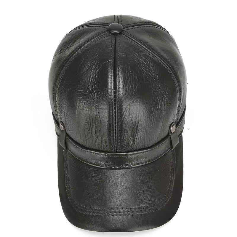 1 Genuine Leather Men'S Hat | Top-Grain Cowhide Casual Outdoor Baseball Cap with Adjustable Fit