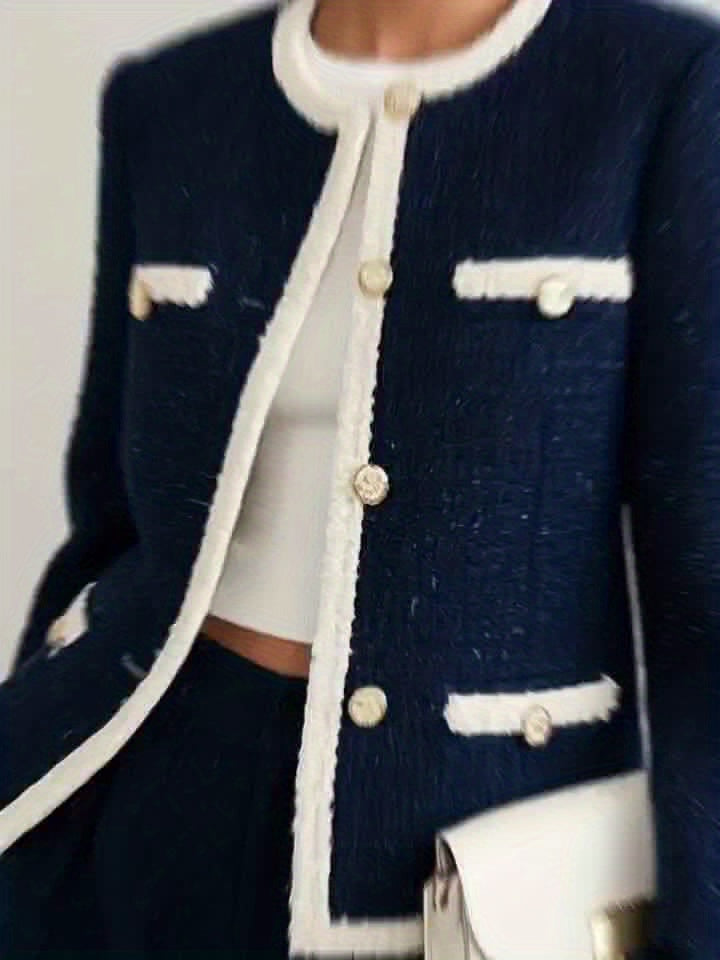 New Women'S Fashion Top in The Chic Elegant Style for Autumn And Winter, Suitable for Both Casual And Formal Occasions, Featuring Button Details And Pockets
