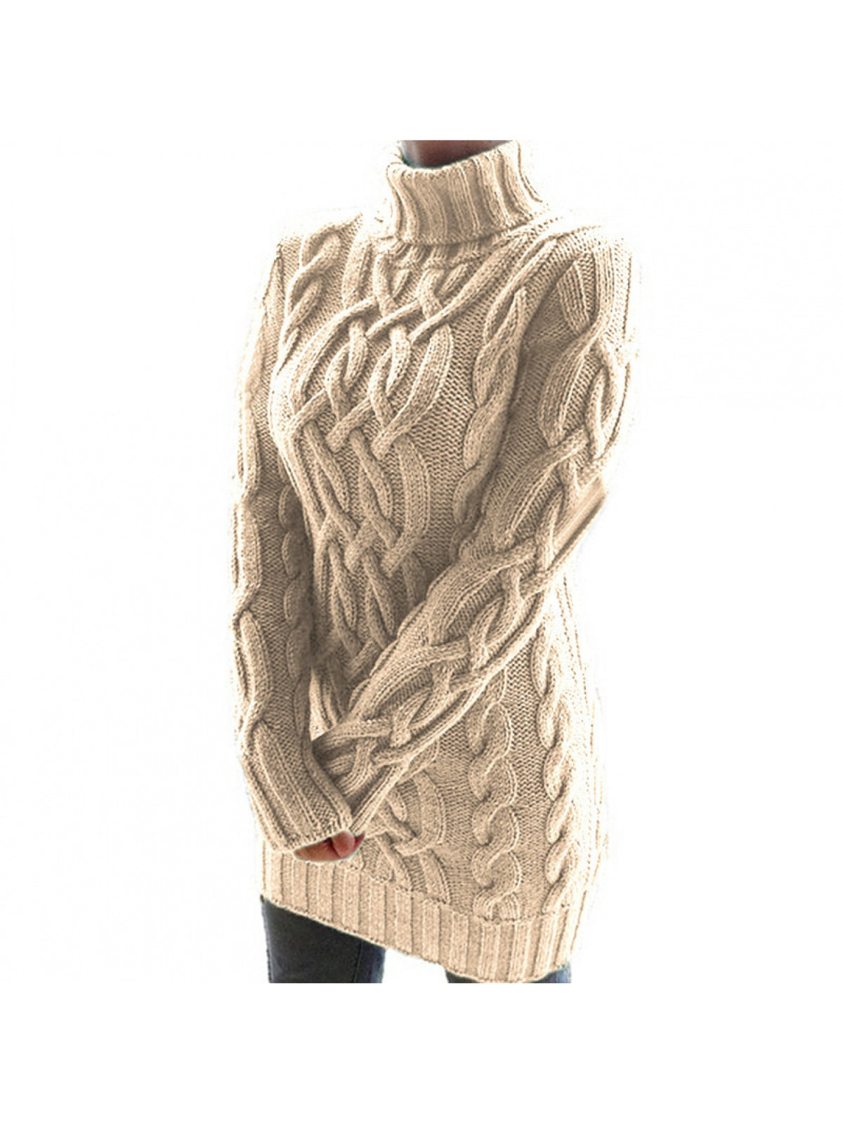 Women'S Retro Thickened Sweater - European & American Style Double Collar Pencil Dress, Solid Color Winter Warmth, Elegant Office & Semi-Formal Attire, Durable Thick Yarn Construction, Comfortable Casual to Professional Outfi