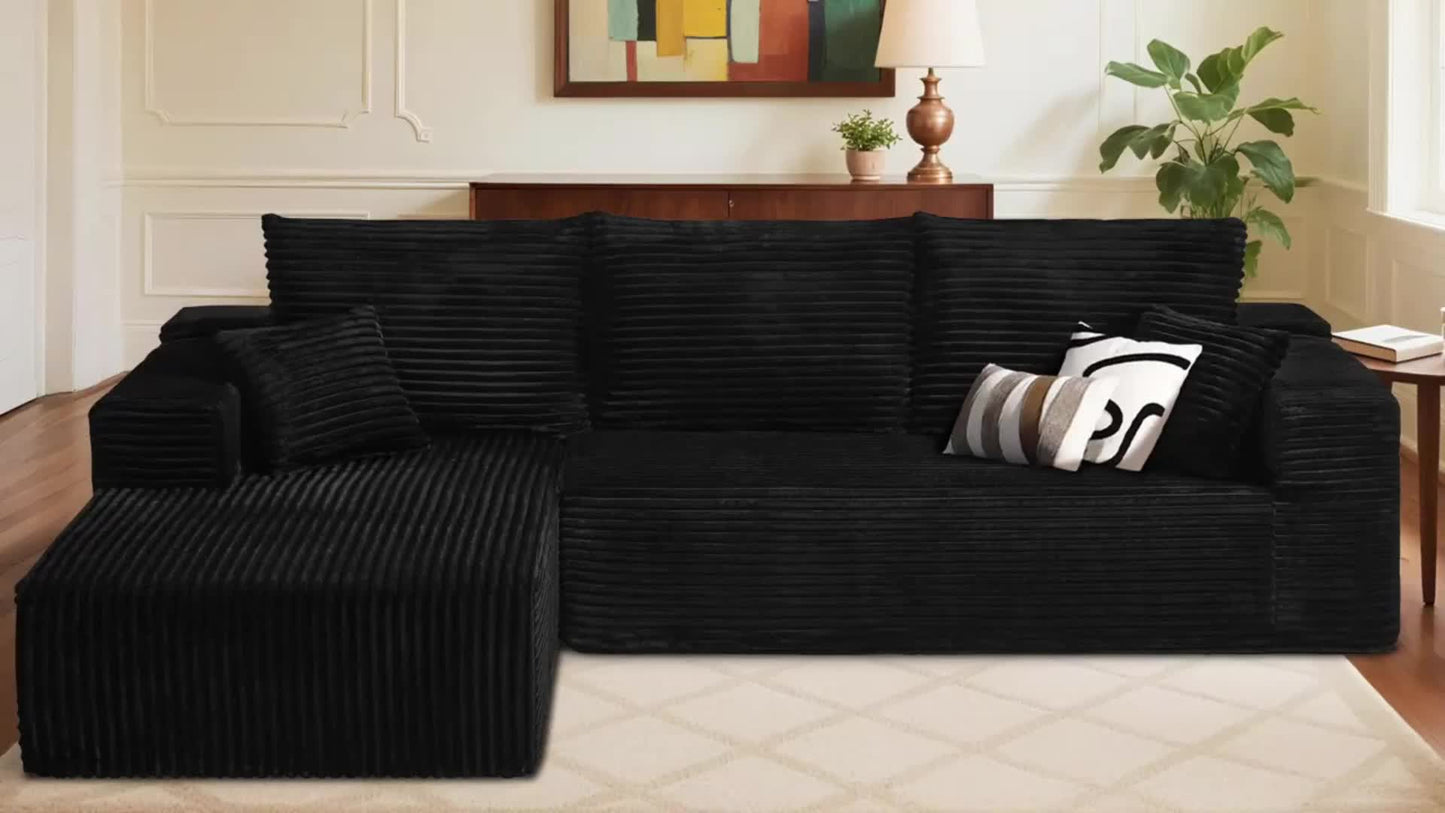 108.1 Inch L-Shaped Cloud Couch Modular Sofa - 2pcs Plush Floor Sofa for Living Room, Bedroom & Game Room | Separatable for Flexible Seating | No Assembly Required | Charcoal Grey, Light Grey, Orange, White, Black