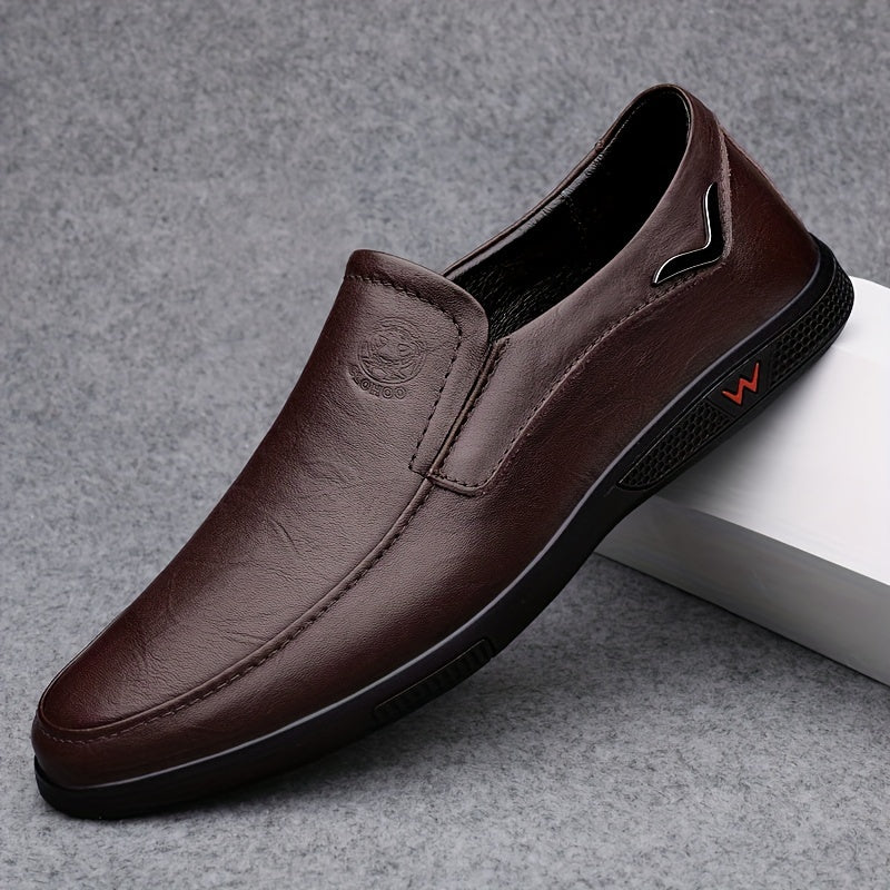 [Men's Business Casual Shoes] CLOHOO Men's Slip-On Loafers | Two-Layer Cowhide Rubber Sole Business Casual Faux Leather Shoes Soft Bottom Comfortable