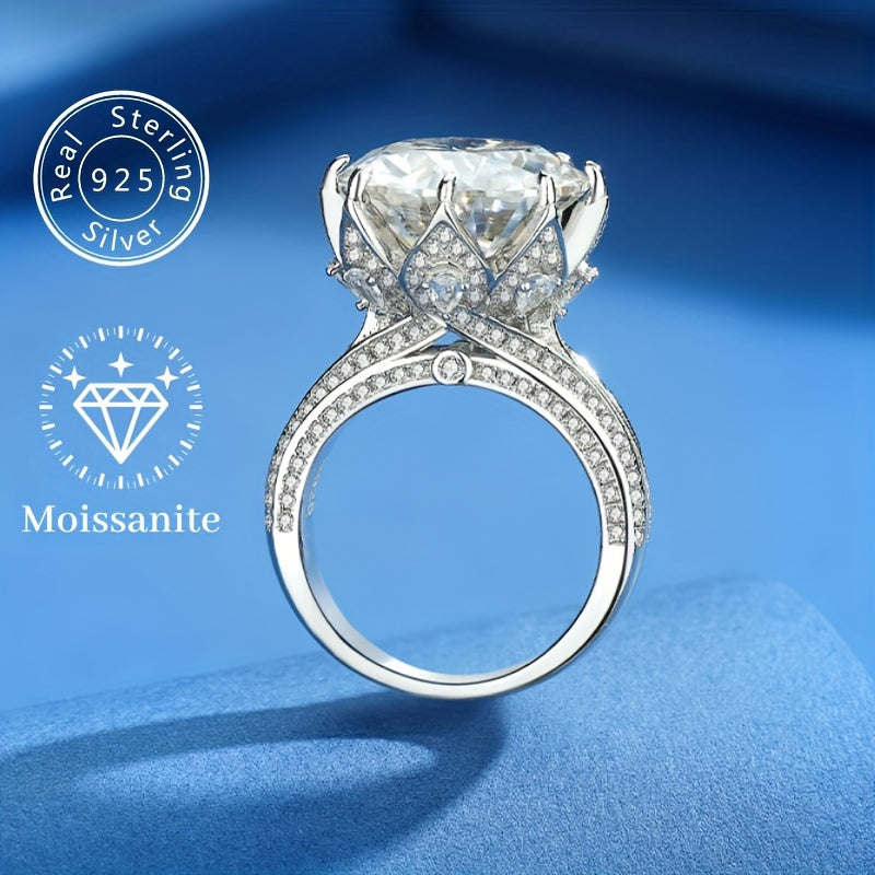 Personalized 10ct Moissanite Diamond Engagement Ring - and Heart Engraving, 925 Sterling Silver, 8 Prongs, Valentine39 Day, Party, Personalized, Creative, Holiday, Wedding &amp Banquet