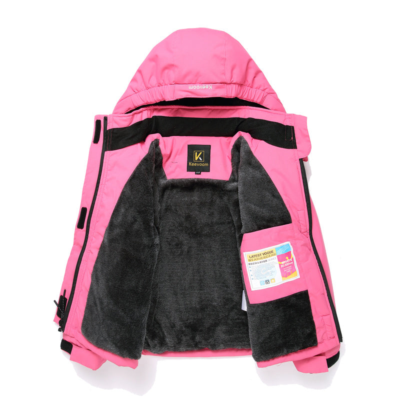 2025 New Girls' Outdoor Fleece Hooded Fall/Winter Jacket Warm, Windproof, And Waterproof Jacket With Detachable Hood Perfect Gift Choice For Labor Day, Wedding Season, Christmas, Halloween, Thanksgiving, And New Year Hallowee