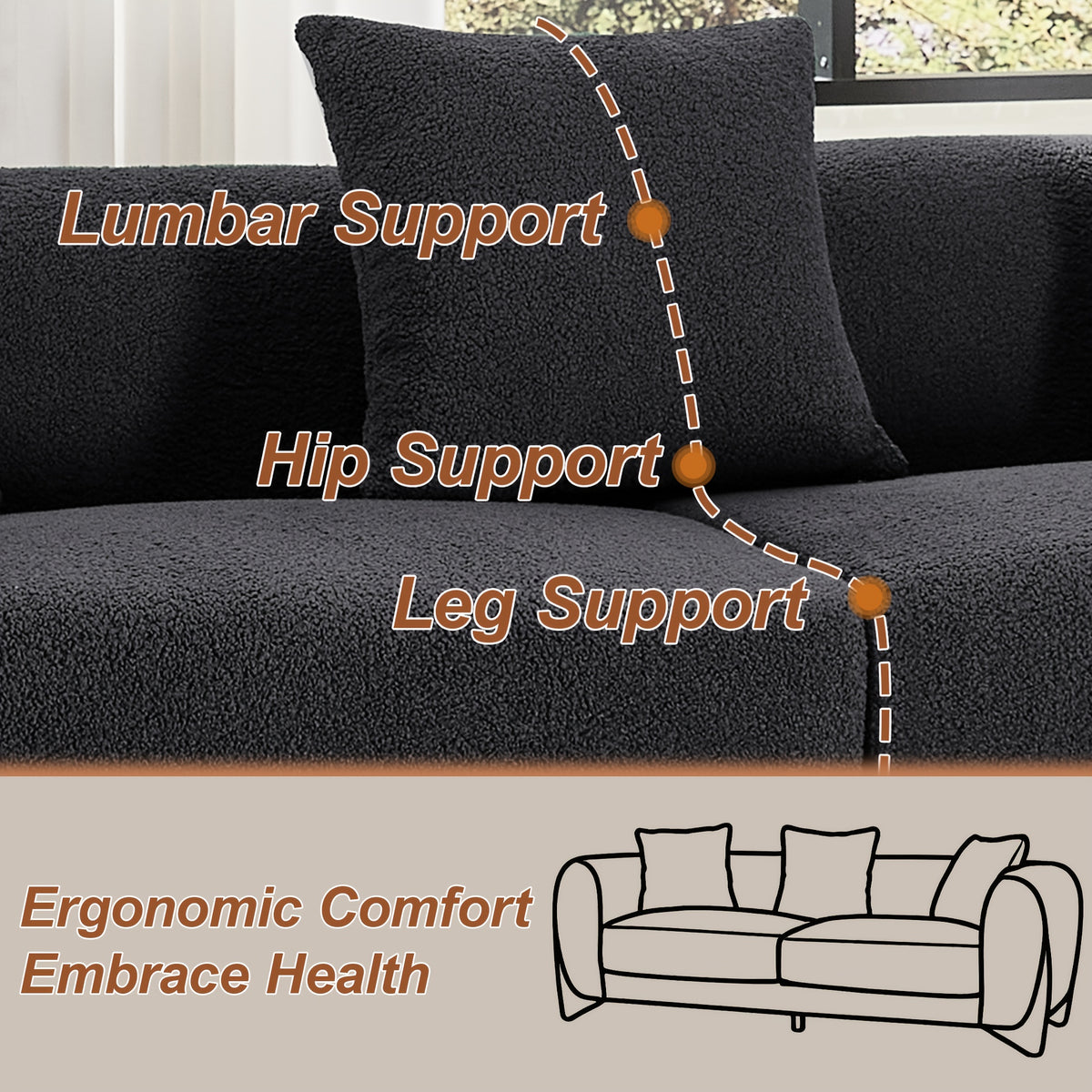 87inch Sherpa Boucle Cloud Couch Modern 3 Seater Sofa with Solid Wood Legs, 25inch Extra Deep Seat, Comfy Thick Cushion Upholstered Sofa Couches with 3 Pillows for Living Room, Green