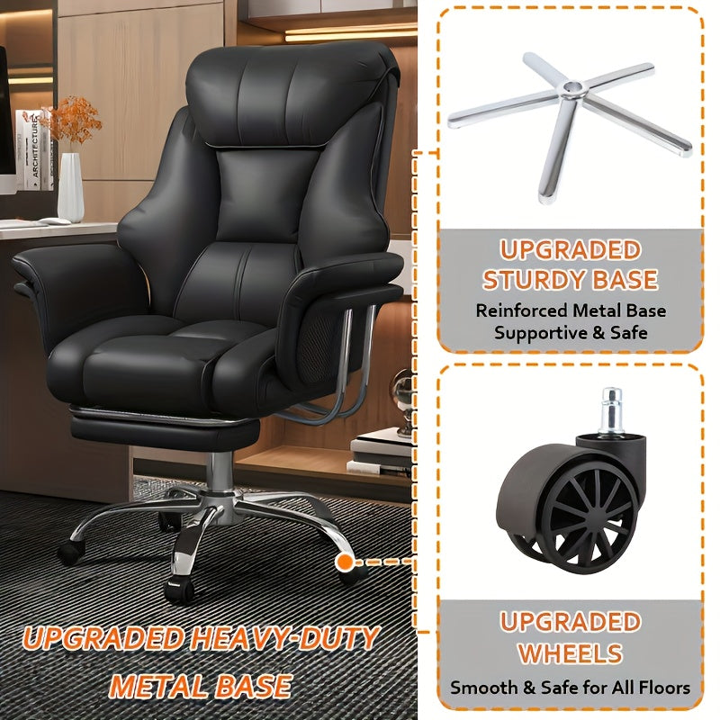 Big And Tall Office Chair 400lbs Wide Seat, High Back Executive Office Chair with Foot Rest, Ergonomic Chairs Lumbar Support