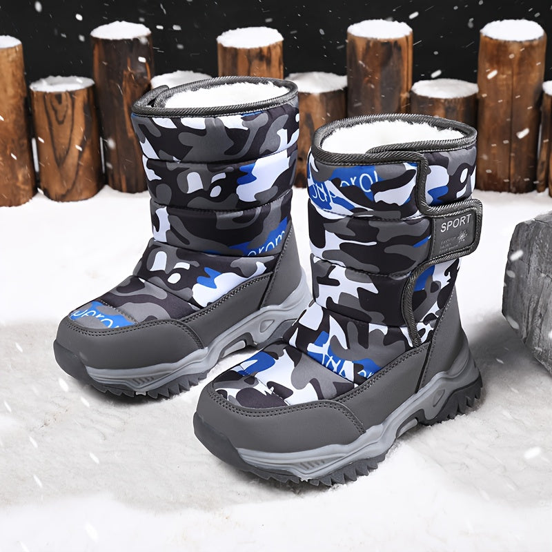 Kids' High-Top Snow Boots - Non-Slip Warm Winter Shoes with Closure, Durable TPR Sole & Breathable Fabric Lining for Outdoor Hiking, Casual Wear - Boys & Girls, Hiking Boots, Hiking Footwear, Sporty Design, Secure Fit Footwea