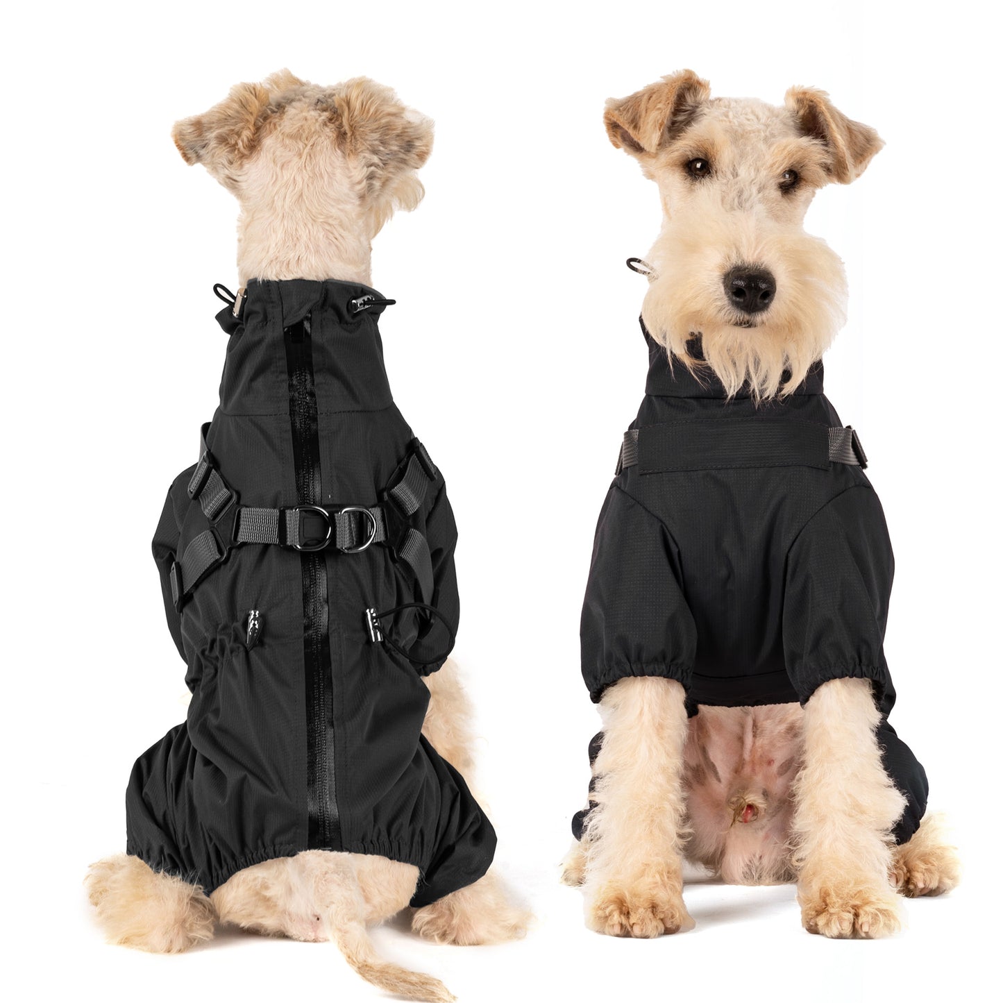 Mile High Life Waterproof Dog Raincoat, Full Coverage Small Dog Rain Coat with Harness, Adjustable 4 Legs Puppy Rain Jacket with Reflective Strip and Elastic Cuffs