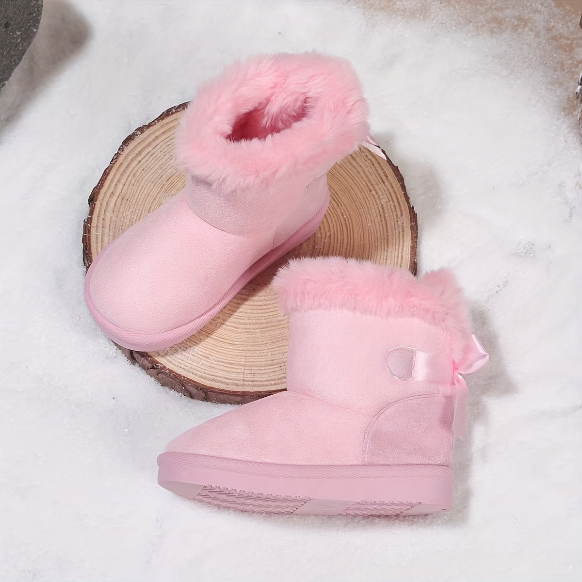 Exquisite Comfortable Fashion Girls' Winter Boots with Lining, Thickened Warm Children's Snow Boots, Baby Shoes, Cold Weather Footwear, Seasonal Footwear, Minimalist Design, Cozy Winter Footwear, Soft Fabric Boots, Midtop Boo