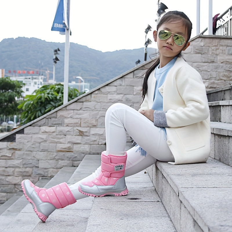 [Preppy | Winter] Winter High-Top Snow Boots | Preppy Casual Boots for Boys & Girls | Adjustable Fastening, PU & Nylon Upper, Fabric Lining, TPR Sole, Round Toe, Kids' Warm Padded Boots