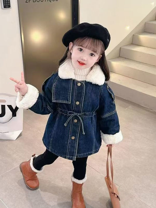 Girls' Elegant Winter Coat with Hood & Zipper Closure - Thickened Padded Long Jacket, Non-Stretch Fabric, Loose Fit, Perfect for Cold Weather, Casual Outfits, and Special Occasions, Winter Coats for Girls, Casual Wear Jacket,