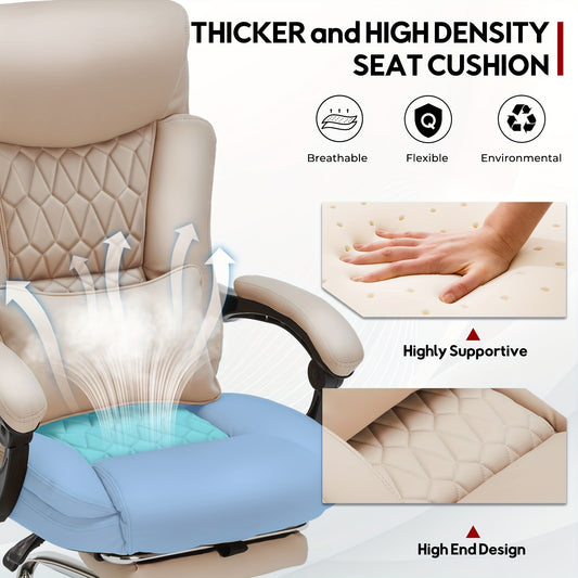 [Reclining Office Chair] Reclining Office Chair, Sturdy Office Chair with Footrest for Home Office