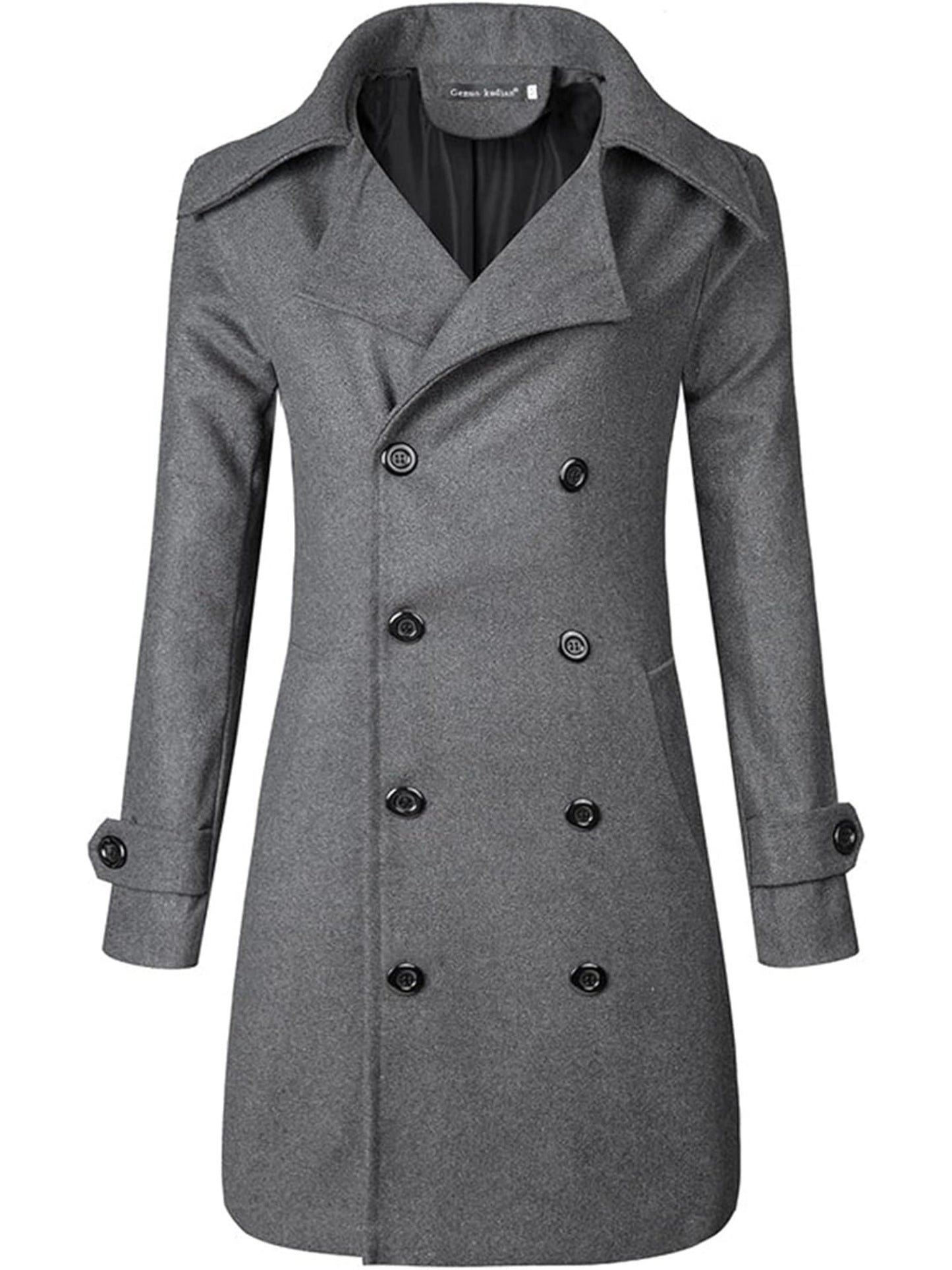 Men's Winter Warm -Peeling () Pea Coat Jacket - Slim Fit Double Breasted Single-Breasted Button Closure Casual Outerwear, Machine Washable Cold Weather Blazer (/ Suitable for)