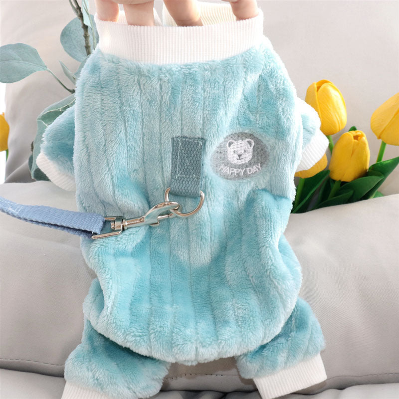 Winter Dog Clothes for Small Dogs with Snap Button Closure - Warm Four-Legged Jacket for Bichon, Teddy, Pomeranian, Schnauzer Puppies - Cold Weather, Easy Wear ( Winter Outfit)