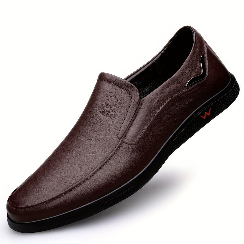 [Men's Business Casual Shoes] CLOHOO Men's Slip-On Loafers | Two-Layer Cowhide Rubber Sole Business Casual Faux Leather Shoes Soft Bottom Comfortable