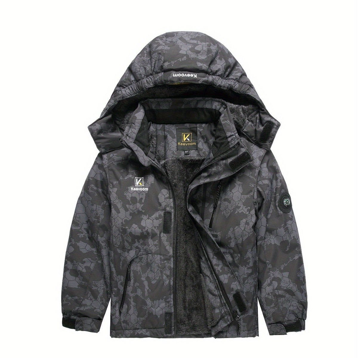 Boys' Winter Warm Coat - Windproof Snow Jacket with Hood, Casual Zip-Up Coat for Fall/Winter Outdoor Activities, Polyester Lined, Regular Fit, Winter Coats for Boy, Autumn Winter Apparel, Hooded Design, Durable Zipper Closure