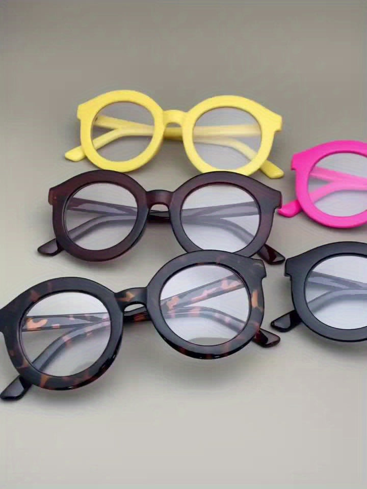 [Stylish Circular Eyewear] Stylish Circular Eyewear | Transparent Lenses, Playful Jelly Hues | Decorative Glasses for Men & Women