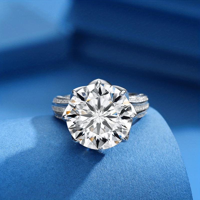 Personalized 10ct Moissanite Diamond Engagement Ring - and Heart Engraving, 925 Sterling Silver, 8 Prongs, Valentine39 Day, Party, Personalized, Creative, Holiday, Wedding &amp Banquet