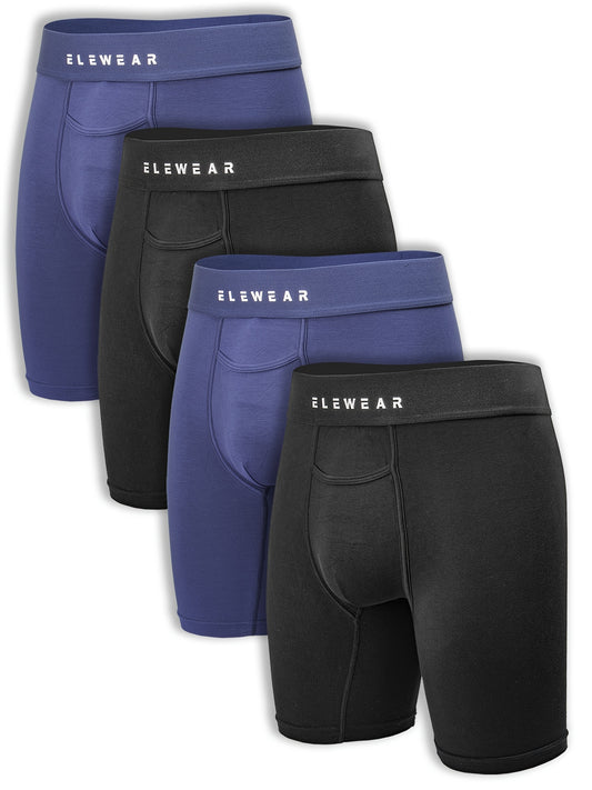 [Soft Modal Men's Underwear] Soft & Comfortable Set of 4 Modal Men's Long Underwear | Open Design, Non-Rolling, Anti-Chafing, Suitable for Sports & Leisure