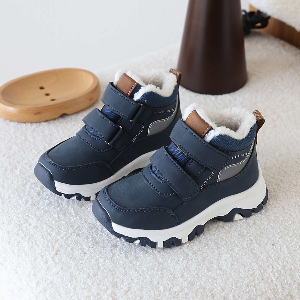[Warm Boys' Winter Boots] Warm Boys' Winter Snow Boots | High-Top Plush Lining, Non-Slip TPR Sole for Snow, Ice, Hiking