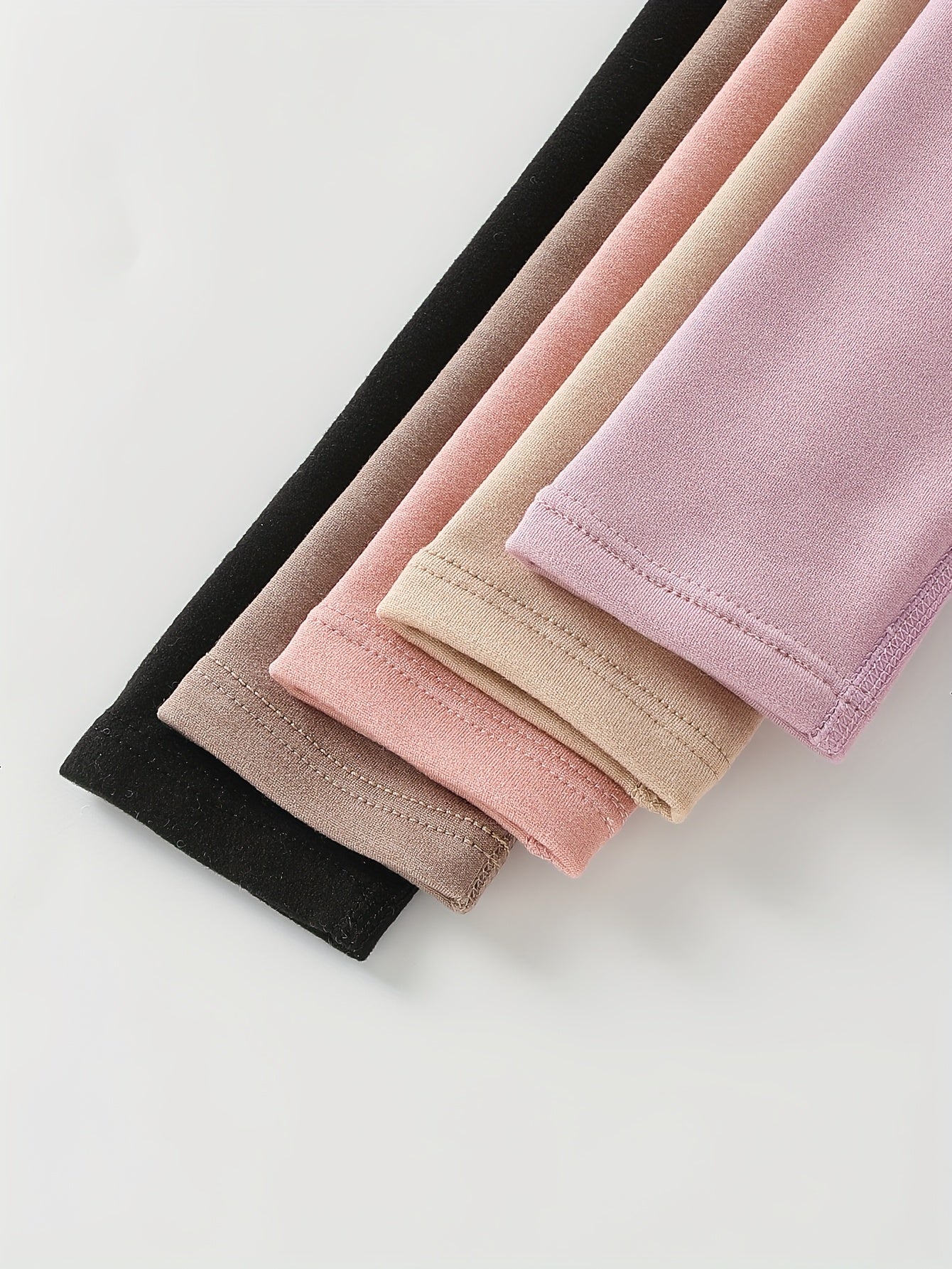 [Winter Warmth Leggings] 5pcs Girls' Winter Warmth Leggings - High-Waisted Stretchy Skinny-Fit Tights | Elastic Waistband, Solid Color Long Pants for Yoga, Casual & Outdoor Wear, Versatile Sister Matching Outfits