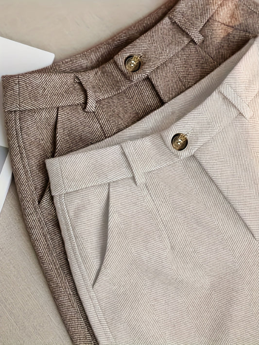 2-Pack Women'S High-Waist Straight-Leg Pants - Elegant Office & Casual Trousers with Button Closure, Solid Color, All-Season Comfort, Perfect for Fall/Winter