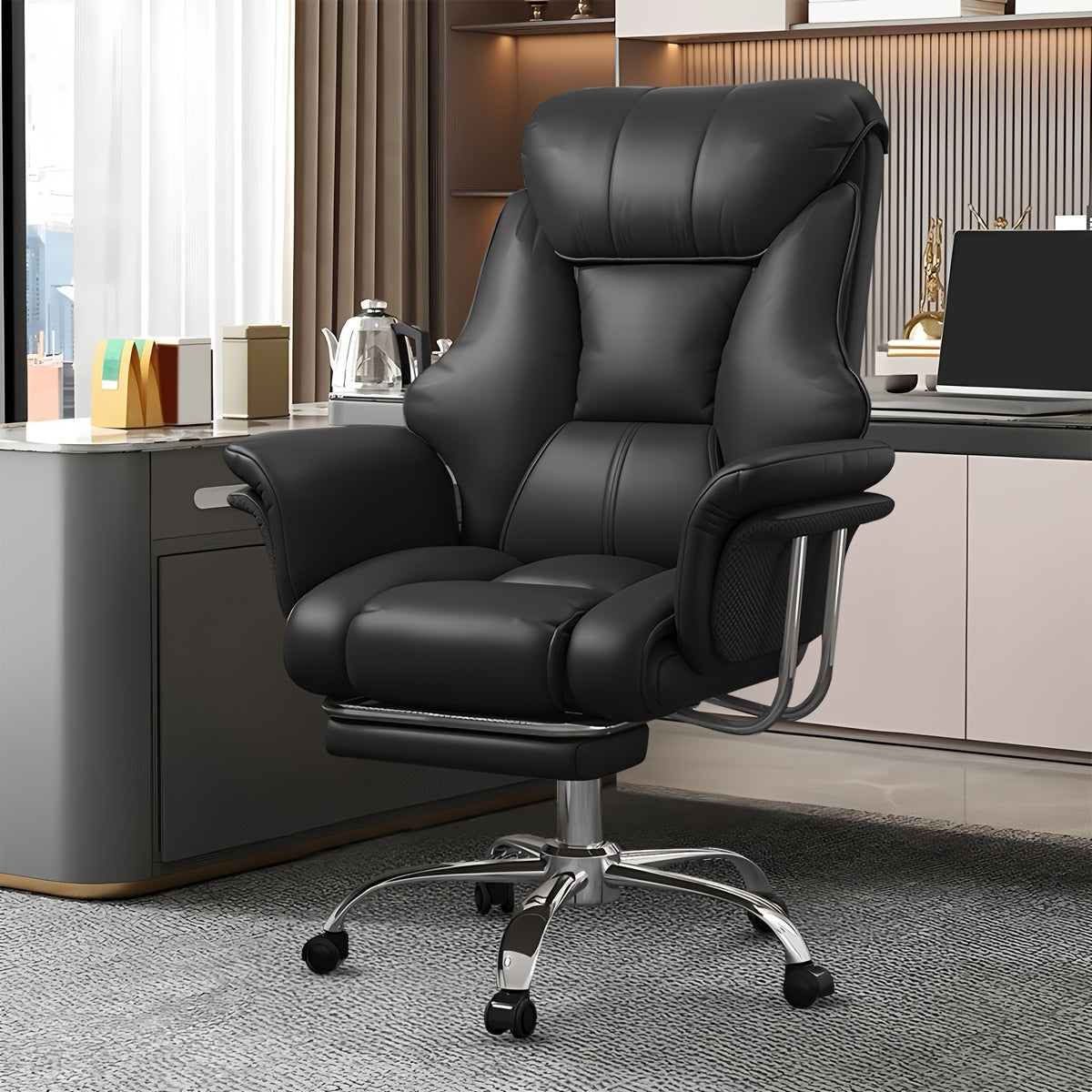 Big And Tall Office Chair 400lbs Wide Seat, High Back Executive Office Chair with Foot Rest, Ergonomic Chairs Lumbar Support
