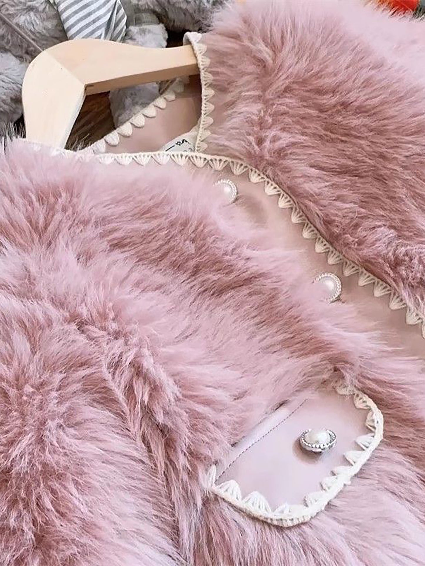 Girls' Winter Coat with Fluffy Fur Collar & Plush - Elegant Round Neck Long Sleeve Warm Jacket, Soft Outerwear with Pockets, Cute & Stylish for Everyday & Special Occasions, Cozy Cold-Weather Outerwear for (Pink & More), Wint