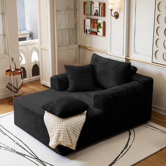 Boneless Lounge Chair Single Sofa Bed with Two Pillows And Cloud Armrests, Ultra Soft Cushion, Suitable for Living Room, Bedroom, Lounge, Lazy Lounge Chair Sofa, Corduroy Fabric Sofa Bed, Living Room Decoration, Bedroom Decor