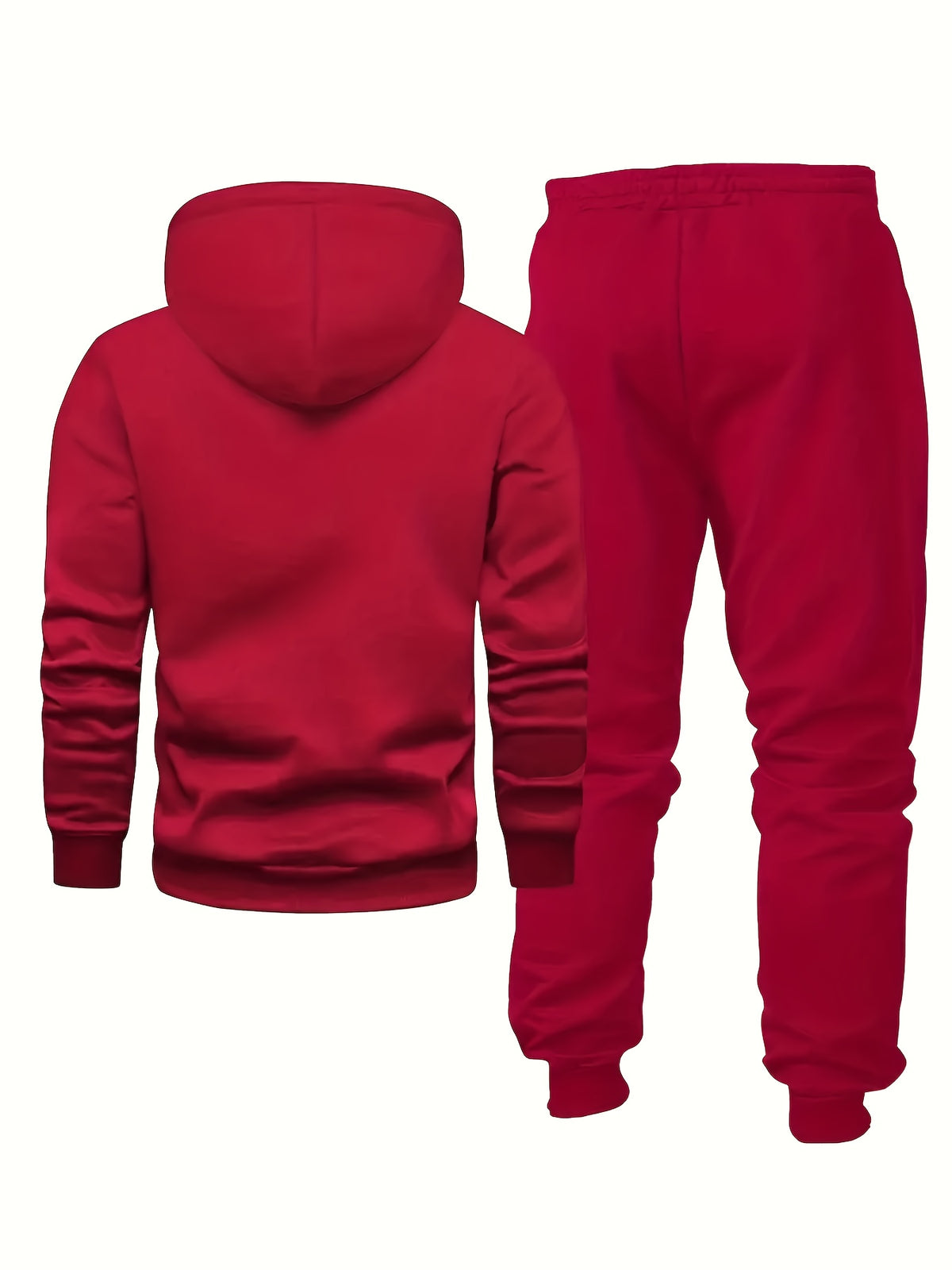 6pcs Collection for Men Featuring a Casual Sports Outfit for Autumn And Winter, Including a Solid Color Hooded Sweatshirt with Drawstrings And Matching Pants. Made from Knitted Fabric, This Regular Fit Set Is Machine Washable
