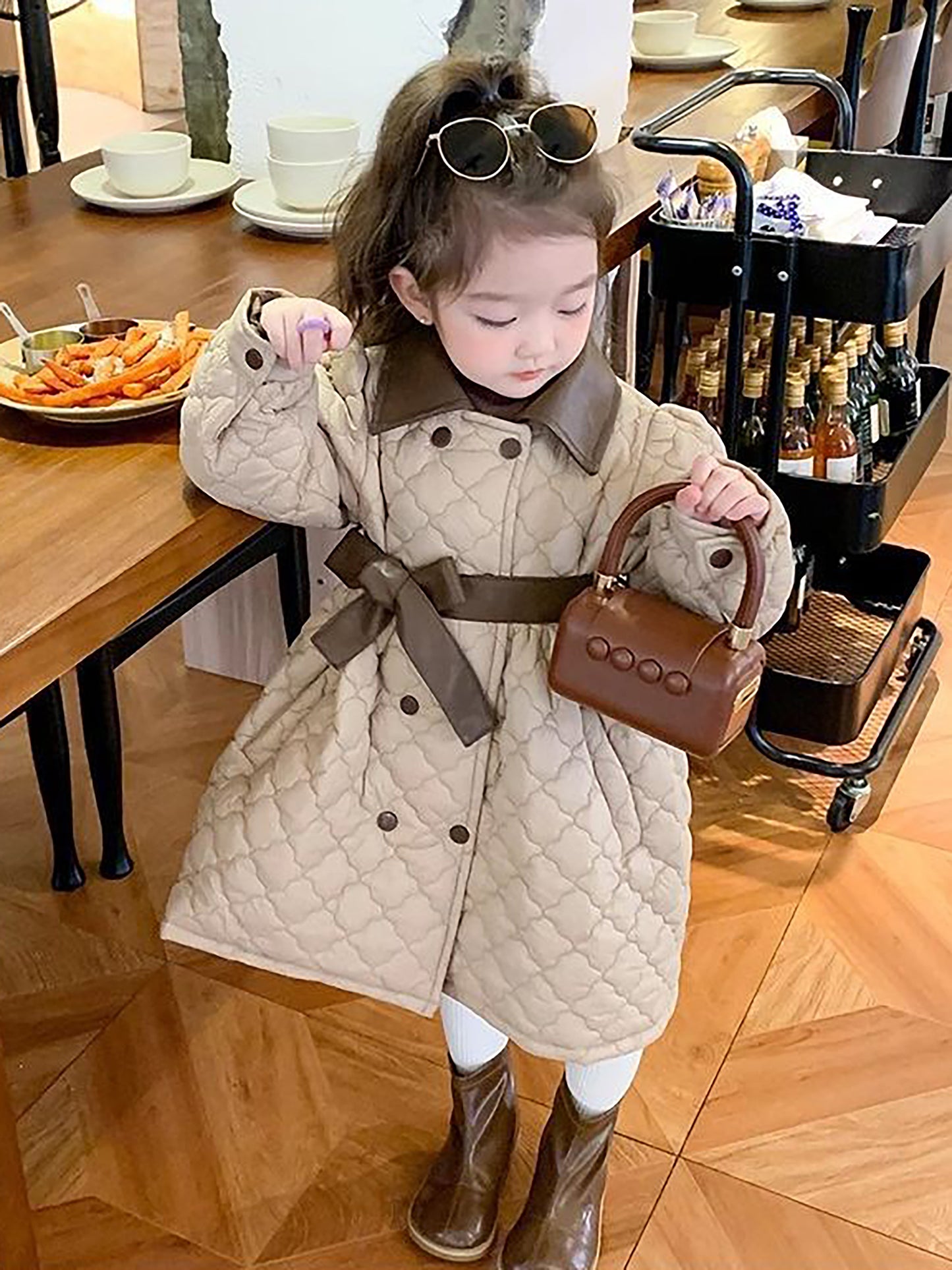 Girls' Winter Warm Thickened Coat with High Collar & Pockets - Thick Long Jacket, Outerwear for, Playdates & Cold Weather, Hand Washable Girls' Outer Layer (Regular Fit)