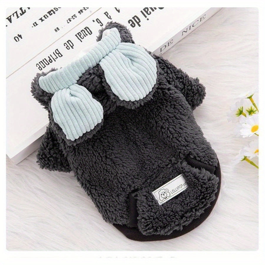 Cozy Pet Hoodie for Small Dogs & Cats - Soft Knit Pullover with Cute Ear Flaps, Light Blue & Pink, Adjustable Straps, Perfect for Winter Warmth, Dog Winter Coat, Playful Pet Design, Comfortable Petwear