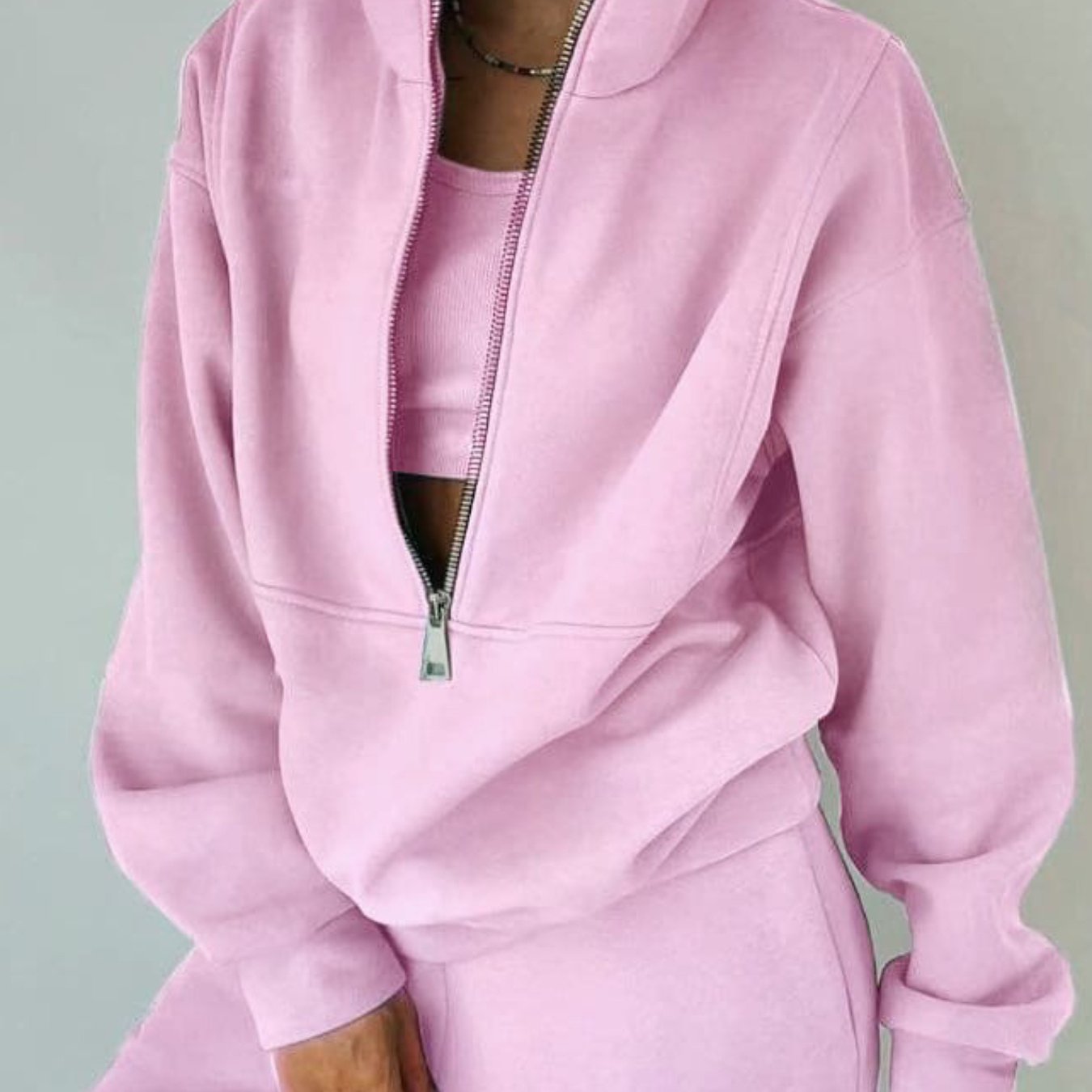 Fleece Set- Women'S Casual s Two-Piece Fall 2025, Clothing Set, Casual Wear, y Look, Cozy Outfit, Fleece Material, Warm Fabric, Women'S Top, Matching Set, Enthusiasts, Fall Wardrobe