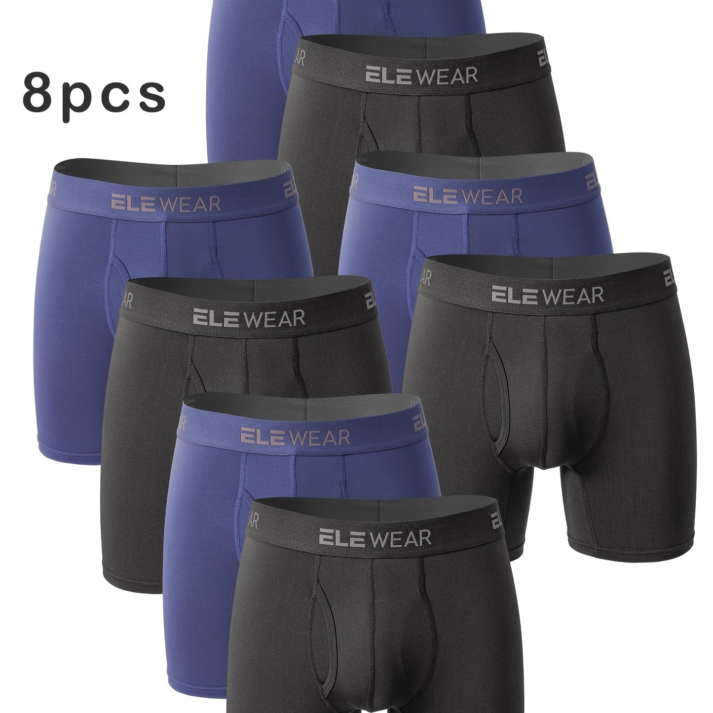 [Quick-Dry Sports Underwear] 8pcs Men's Boxer Briefs, Side Opening, Moisture-Wicking, Quick-Dry Sports Underwear