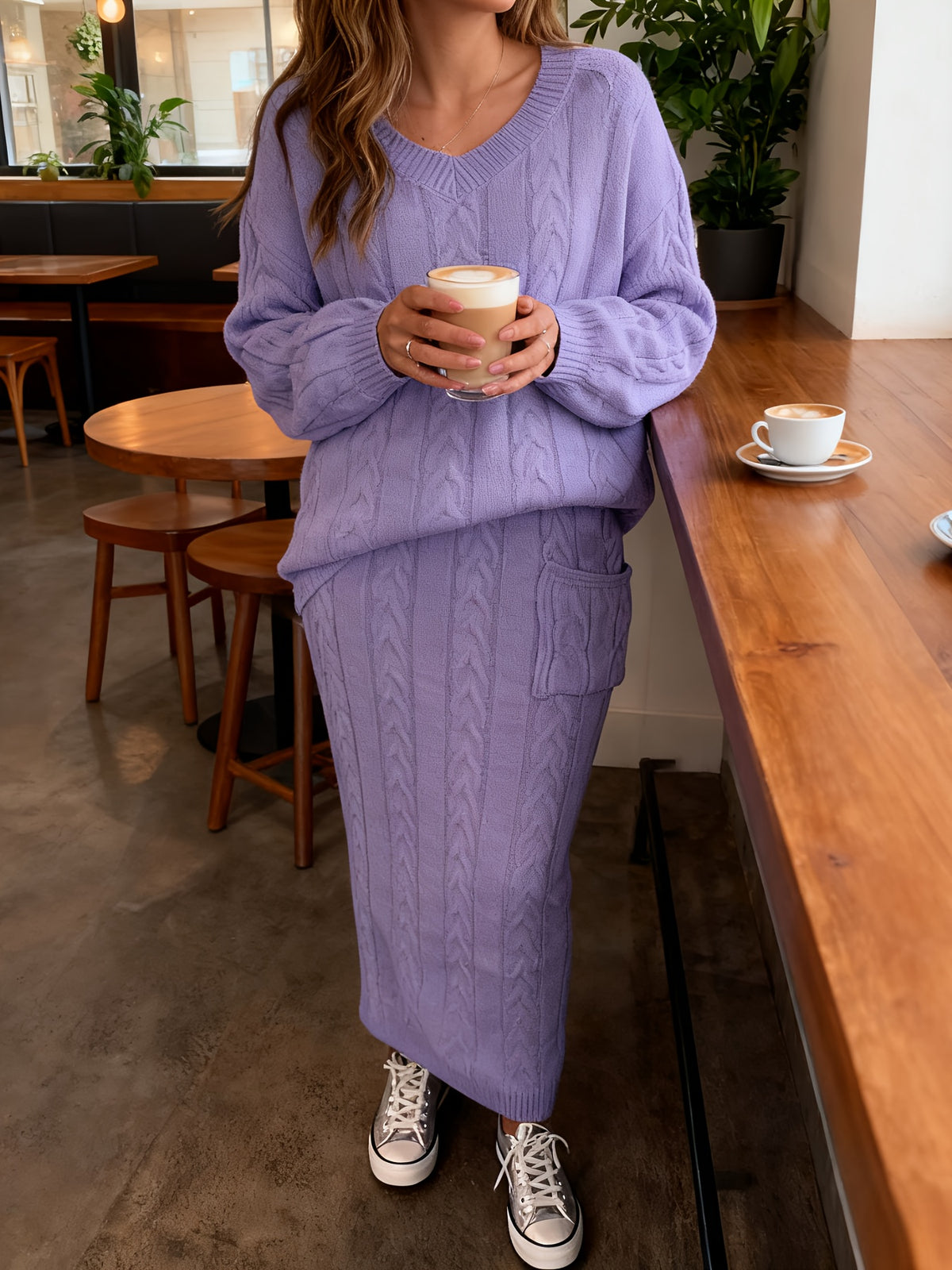 Autumn Winter New Women'S Fashion European and American Style Braided Sweater Set Dress In Stock