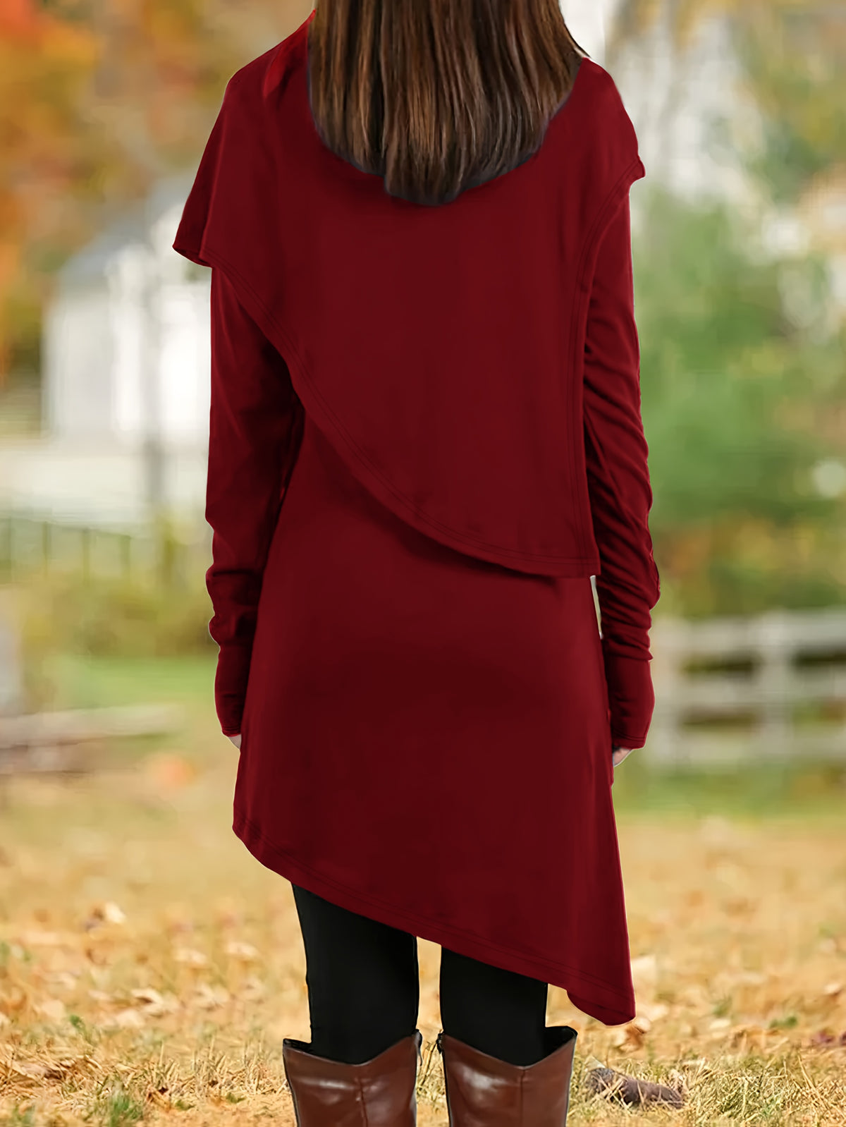 Women'S Elegant A-Line Slim-Fit Long Sleeve High Neck Dress with Short Jacket Sleeves - Solid Black Round Neck Winter Dress for Office, Party, Wedding Guest - Machine Washable Fall Winter Formal Attire, Casual to Semi-Formal
