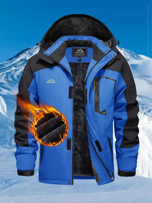 1pc Men's High Quality Jacket with Detachable Hood - Cold-Resistant Winter Windproof Coat, Chest Pocket & Zippered Pockets for Skiing, Hiking, Camping, Fishing - Machine Washable Outdoor Winter Clothing for s &