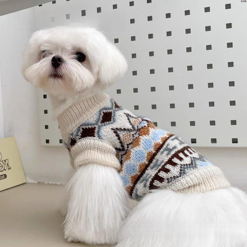 Small/Medium Dog Sweater Winter Warm Pullover - Thickened Beige Sweaters for Pomeranian, Chihuahua, Poodle, Shih Tzu - Soft Cozy Puppy Clothes with Easy Slip-On, Cute Pet Outfit for &