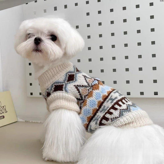 Small/Medium Dog Sweater Winter Warm Pullover - Thickened Beige Sweaters for Pomeranian, Chihuahua, Poodle, Shih Tzu - Soft Cozy Puppy Clothes with Easy Slip-On, Cute Pet Outfit for &