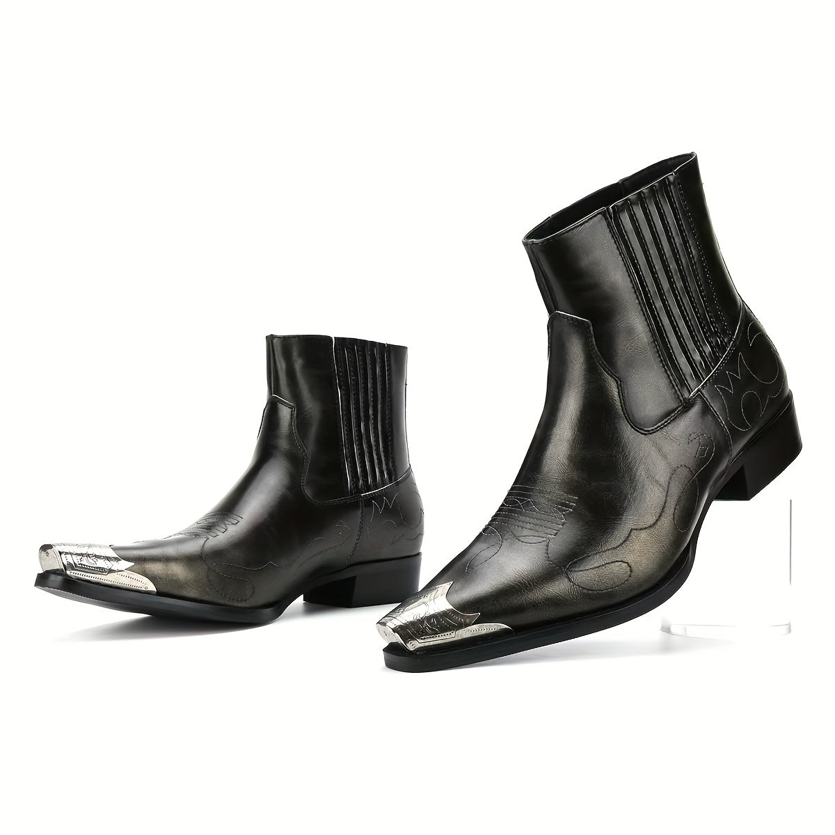 Men's Fashion Iron Head Boots, Cowboy Boots, Short Boots, Ankle Boots, Western Boots. Fashion, Trend. Party, Wedding, Business.